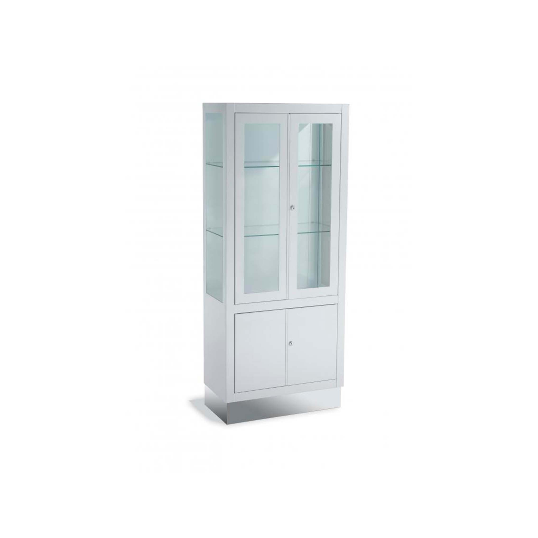 Vitrina Pie 4 Puertas Blanca 60X30X140 zocalo INOX